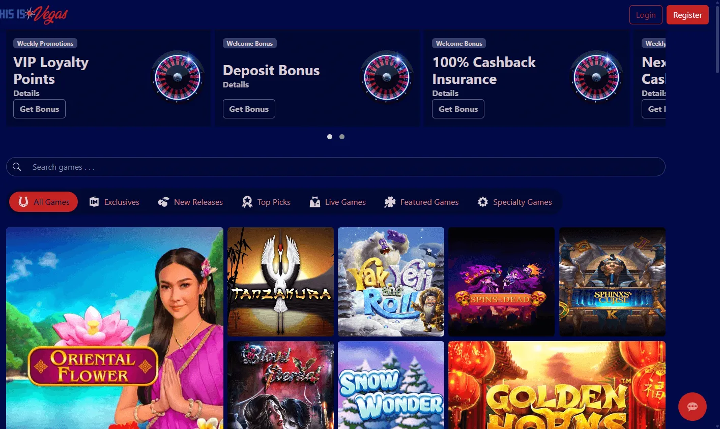 This Is Vegas Casino desktop home screen