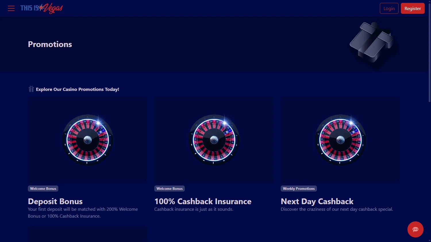 This Is Vegas Casino desktop promotions screen