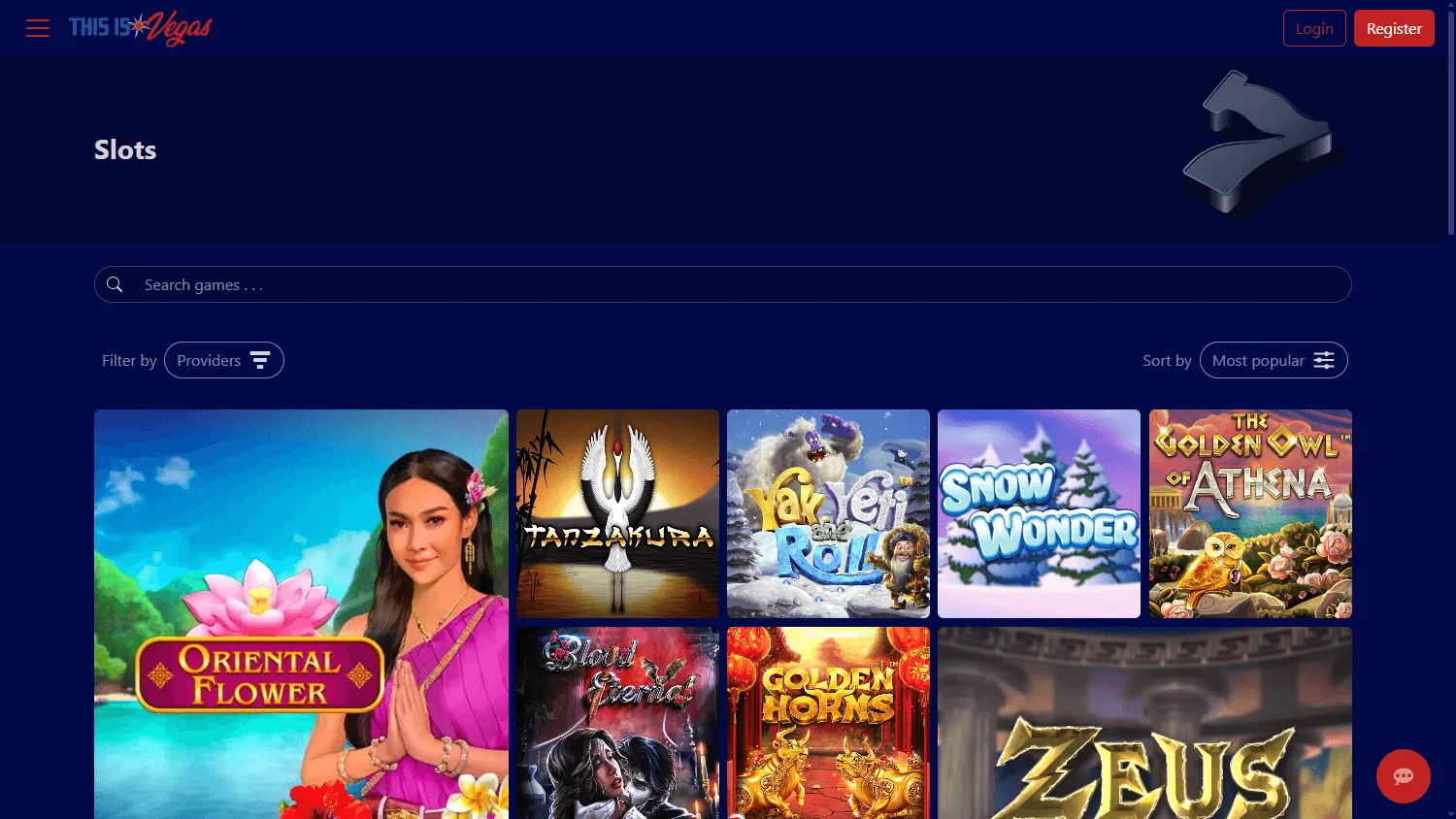 This Is Vegas Casino desktop games screen